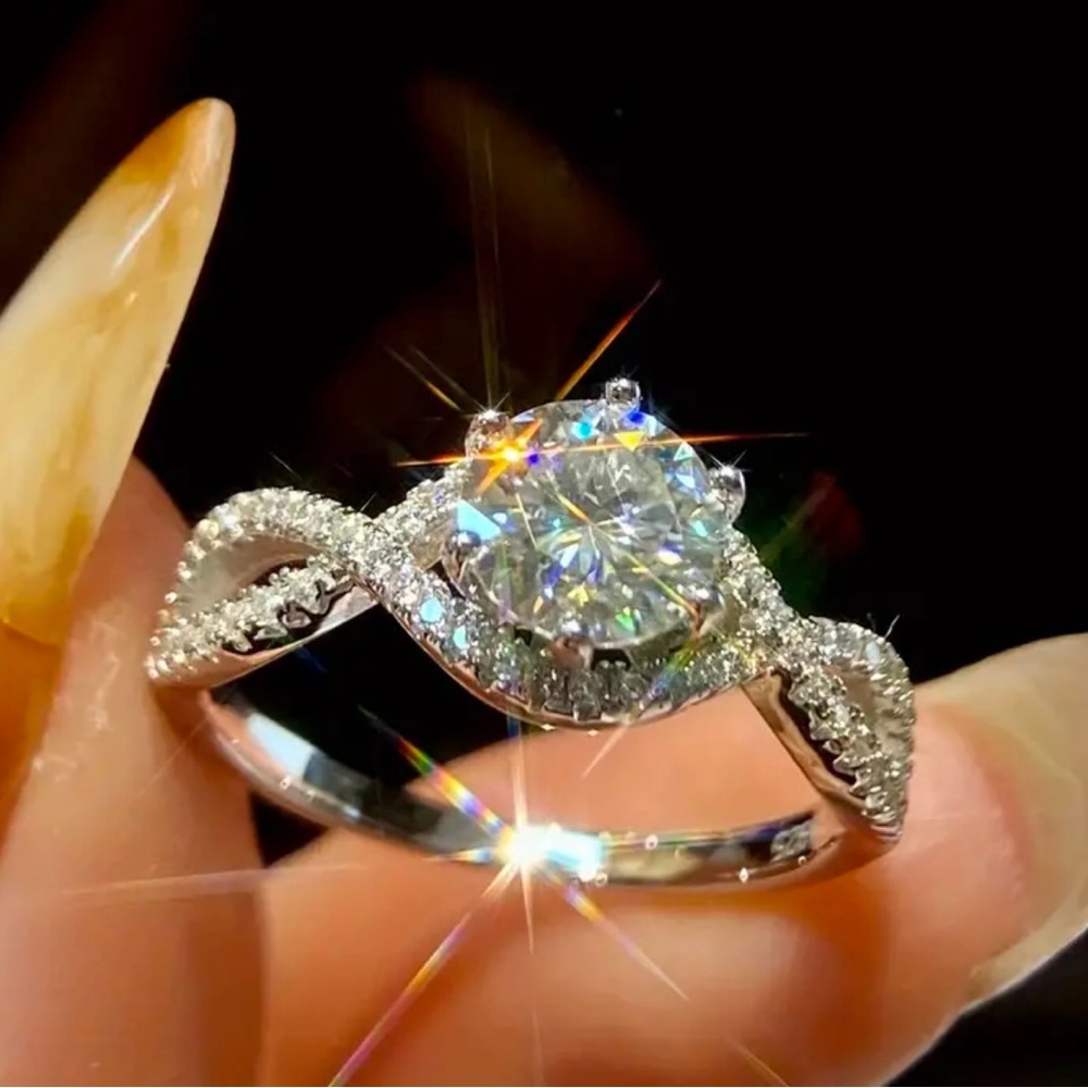 1ct Diamond Moissanite Solitaire Engagement Ring 14k 925 Sterling Silver Band